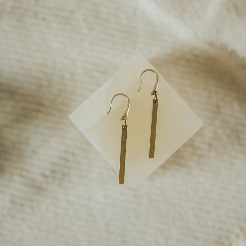 Brass Drop Bar Earrings