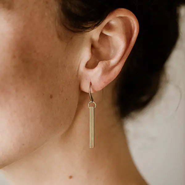 Brass Drop Bar Earrings